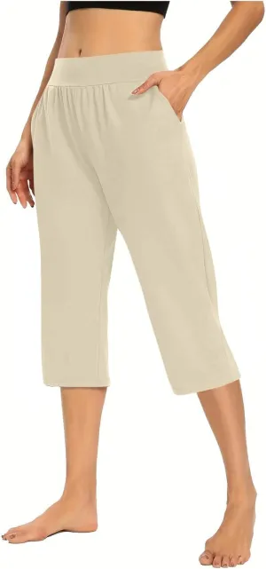 Yoga Capri for Women Loose Fit Comfy High Waisted Cropped Pants Summer Going Out Capris Athletic Sweatpants Pockets