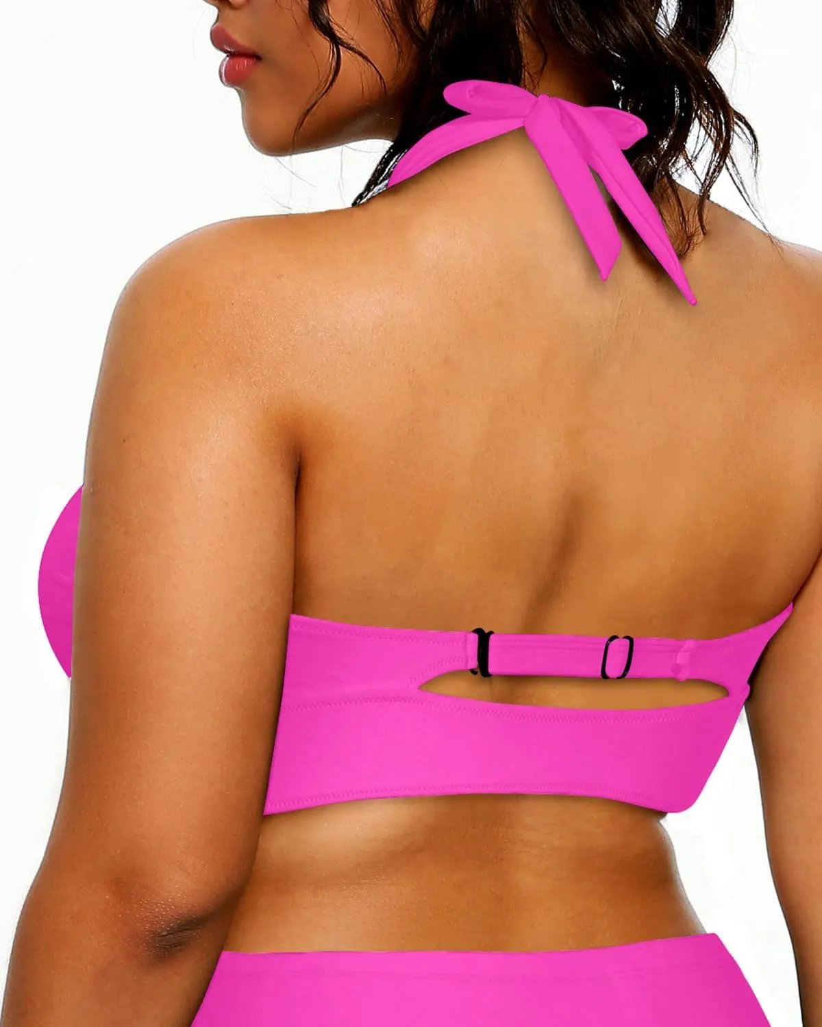 Yonique Women's Plus Size Bikini Tops Only Halter Swimsuit Top Large Bust Swim Top V Neck Bathing Suit Tops