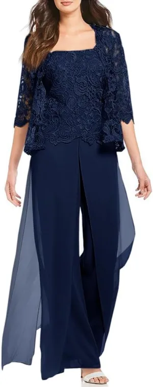 Zongqiven Women's Mother Pant Suit Wedding Guest Outfit Sets Elegant Evening Formal Dress